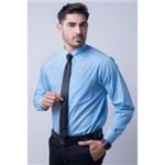 Camisa Social Masculina Tradicional Fácil de Passar Azul Médio F09993a 01