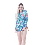 Camisa Uv Fps 50+ Feminina Floral Papoula Azul M