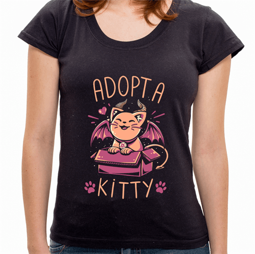 Camiseta Adopt a Kitty Feminina P