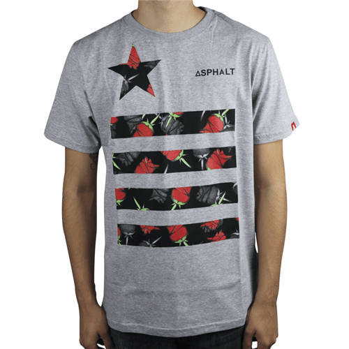 Camiseta Asphalt Roses And Star 13 Cinza Claro M