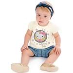 Camiseta Baby Creme e Short Jeans Estrelas Hello Kitty Tamanho G