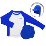 Camiseta Bebê Manga Longa Azul Royal com Boné Proteção UV 50+-3