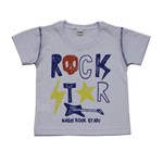 Camiseta Bebê Masculina Tóing Manga Curta Rock Star Branca