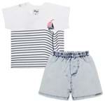 Camiseta C/ Shorts Jeans para Bebê Boat - Time Kids