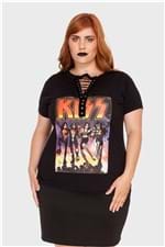 Camiseta Chocker Kiss Band Plus Size Preto-48