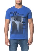 Camiseta Ckj Mc Calvin Rules - Azul Médio - PP