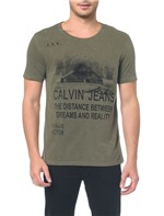 Camiseta Ckj Mc Estampa Calvin Jeans - Oliva - PP