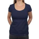 Camiseta Clássica Feminina Lisa Azul Escura