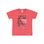 Camiseta Coral - Primeiros Passos Menino -Meia Malha Camiseta Vermelho - Primeiros Passos Menino - Meia Malha - Ref:33757-61-1