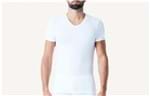 Camiseta Decote em V em Algodão Elasticizado - Branco G