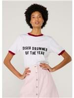 Camiseta Disco Drummer de Algodão Branca Tamanho M