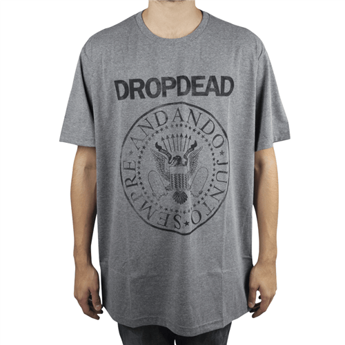 Camiseta Drop Dead Hey Ho Cinza Ggg
