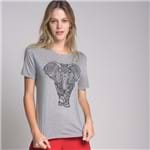 Camiseta Elefante Strass Cinza Mescla - M