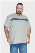 Camiseta Estampada Faixas Plus Size Cinza-62/64