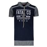 Camiseta Fatal Especial Navy Hipnose com Capuz - Fatal
