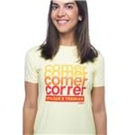 Camiseta Feminina Corrida Funfit - Comer Comer Correr Viajar e Treinar Amarelo GG