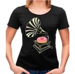 Camiseta Feminina Gramophone Donut P - PRETO