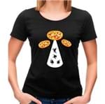 Camiseta Feminina Pizza Ufo P - PRETO