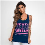 Camiseta Fitness Viscolycra Never Give Up Azul CT331