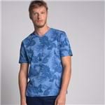 Camiseta Full Print Folhas Azul Médio - P