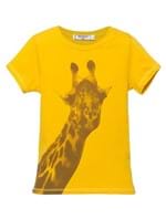 Camiseta Giraffe de Algodão Amarela Tamanho 2