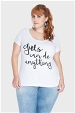 Camiseta Girls Can do Anything Plus Size Branco-48
