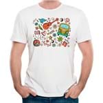 Camiseta Hippie Doodle P - BRANCO