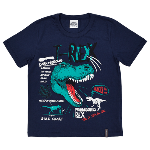 Camiseta Infantil Abrange T-Rex Azul Marinho 04