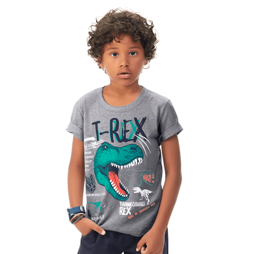 Camiseta Infantil Abrange T-Rex Mescla 04