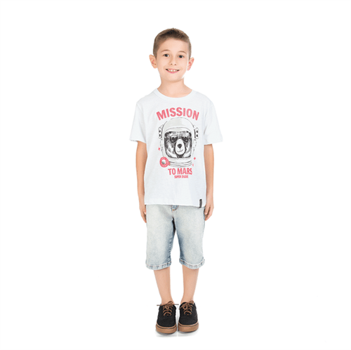 Camiseta Infantil Abrange Ursonauta Branco 04