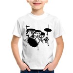 Camiseta Infantil Bateria Música Baterista - Foca na Moda