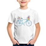Camiseta Infantil Bicicleta e Flores - Foca na Moda