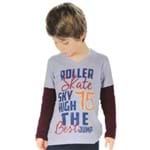 Camiseta Infantil Menino Roller Skate Manga Longa 2t