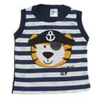 Camiseta Infantil Regata Listrada Tigre Pirata| Doremibebê