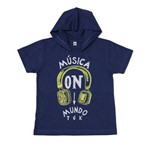 Camiseta Infantil Tóing Capuz Música Azul