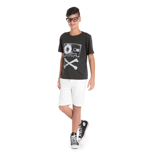 Camiseta Juvenil Abrange Caveira Cinza Escuro 12