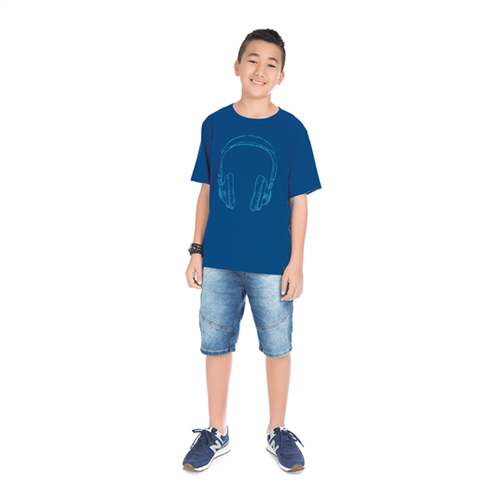 Camiseta Juvenil Abrange Headphone Azul 12