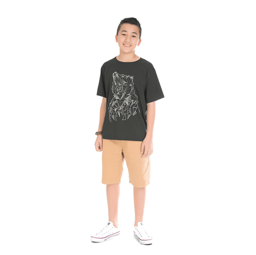Camiseta Juvenil Abrange Lobo Preto 16