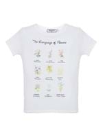 Camiseta Language Of Flowers de Algodão Off White Tamanho 10