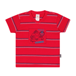 Camiseta Listrado Vermelho - Bebê Menino -Meia Malha Camiseta Vermelho - Bebê Menino - Meia Malha - Ref:33159-57-G