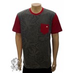 Camiseta Live Pocket Floral Print - RedGrey (P)