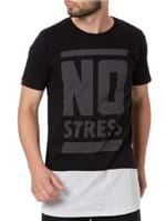Camiseta Manga Curta Alongada Masculina no Stress Preto