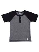 Camiseta Manga Curta Infantil para Menino - Cinza/preto