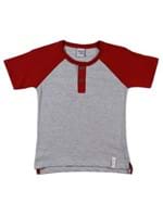 Camiseta Manga Curta Infantil para Menino - Cinza/vermelho