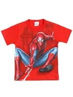 Camiseta Manga Curta Spider-Man Infantil para Menino - Vermelho