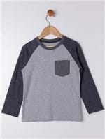 Camiseta Manga Longa Infantil para Menino - Cinza/preto