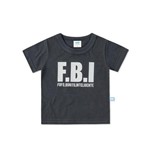 Camiseta Marlan Fantasia FBI Curta Cinza Chumbo