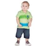 Camiseta Masculina Bebê - Verde Ácido Camiseta Verde - Bebê Menino - Meia Malha - Ref:34559-494-G