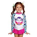 Camiseta Menina Pinguim ML com Proteção Solar Puket 8t