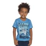 Camiseta Menino em Meia Malha Azul "California" Manga Curta Quimby 2t